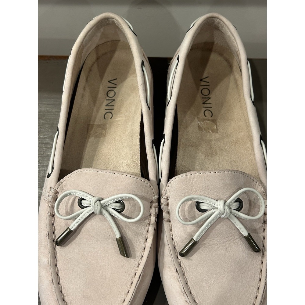 Vionic Virginia Leather Loafer Moccasin Shoes Light Pink Size 9 EU 41 - Picture 5 of 9